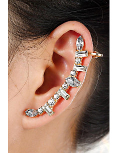Cercel ear cuff elegant, cristale albe rotunde, ascutite si dreptunghiulare 2