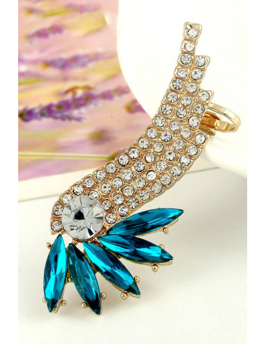 Cercel tip ear cuff, Bird of Paradise cu cristale ascutite