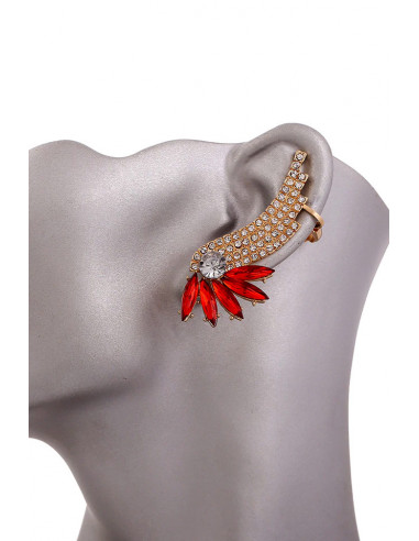 Cercel tip ear cuff, Bird of Paradise cu cristale ascutite