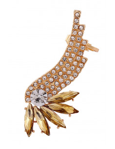 Cercel tip ear cuff, Bird of Paradise cu cristale ascutite 2
