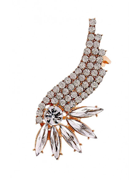 Cercel tip ear cuff, Bird of Paradise cu cristale ascutite