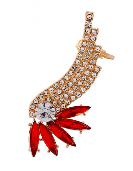 Cercel tip ear cuff, Bird of Paradise cu cristale ascutite