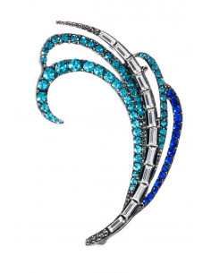 Cercel tip ear cuff, model cu cristale albe si albastre 2