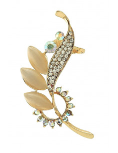 Cercel ear cuff statement, cu cristale albe opace alungite, in forma de floare 2
