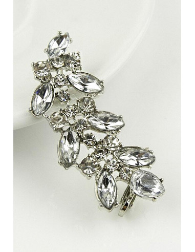 Cercel tip ear cuff, model Symmetry cu cristale albe