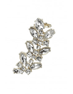 Cercel tip ear cuff, model Symmetry cu cristale albe