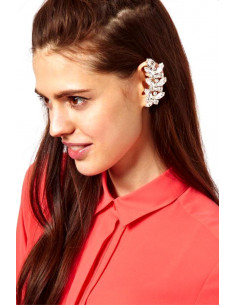 Cercel tip ear cuff, model Symmetry cu cristale albe 2