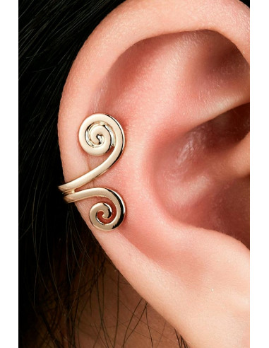 Cercel ear cuff, spirala dubla plata
