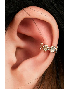Cercel ear cuff, coronita ingusta cu flori 2