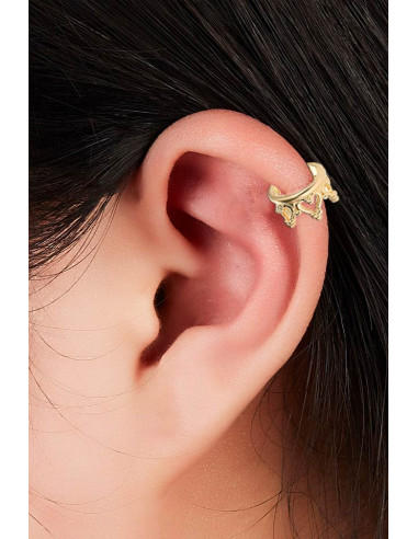 Cercel ear cuff, coronita lata, cu inimioare