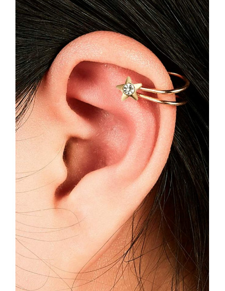 Cercel ear cuff, model cu steluta si cristal, foarte mic si delicat