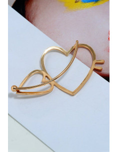 Cercel ear cuff cu 2 inimioare mari, prindere peste ureche 2