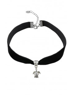 Colier choker din catifea neagra, cu medalion Testoasa 2