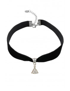 Colier choker din catifea neagra, cu medalion Triquetra