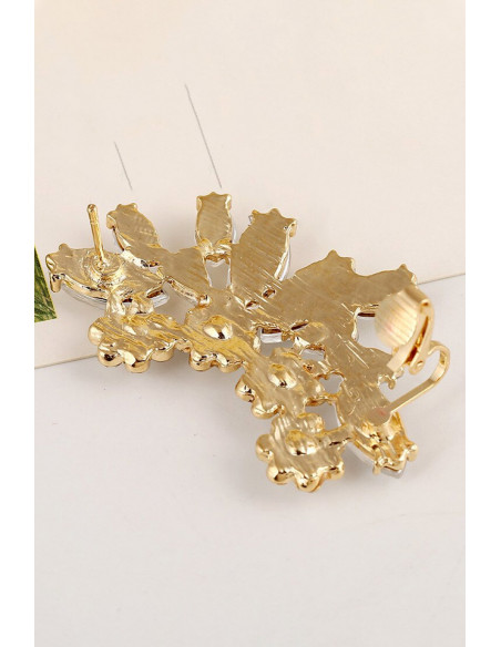 Ear cuff luxury, flori rotunde si cristale mari cat-eye, fatetate