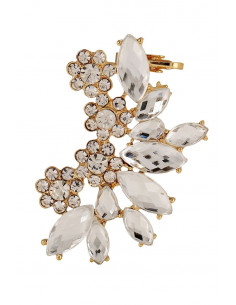 Ear cuff luxury, flori rotunde si cristale mari cat-eye, fatetate