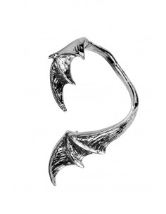 Cercel ear cuff, model aripa de dragon neagra, prindere dupa ureche