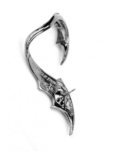 Cercel ear cuff, model aripa de dragon neagra, prindere dupa ureche