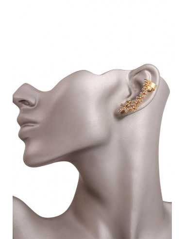 Cercel ear cuff cu floricele si cristale mici, pe toata urechea