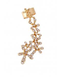 Cercel ear cuff cu floricele si cristale mici, pe toata urechea