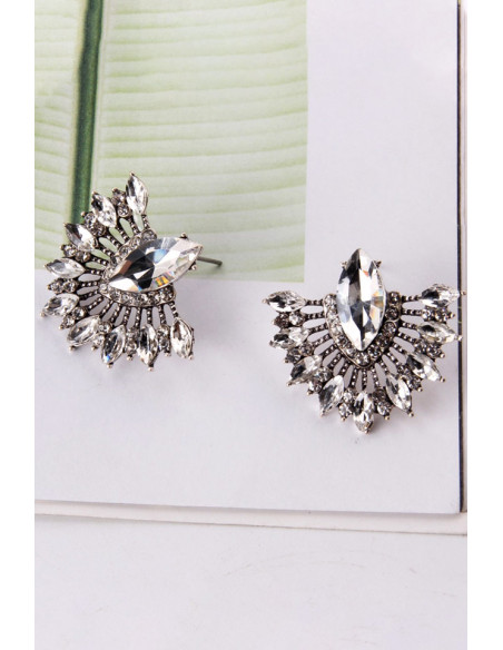 Cercei luxury delicati, evantaie decorate cu cristale cat-eye fatetate