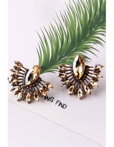 Cercei luxury delicati, evantaie decorate cu cristale cat-eye fatetate
