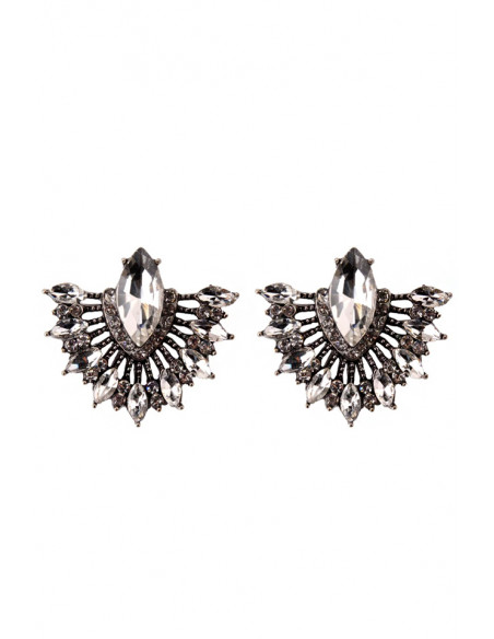 Cercei luxury delicati, evantaie decorate cu cristale cat-eye fatetate