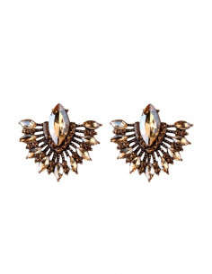 Cercei luxury delicati, evantaie decorate cu cristale cat-eye fatetate