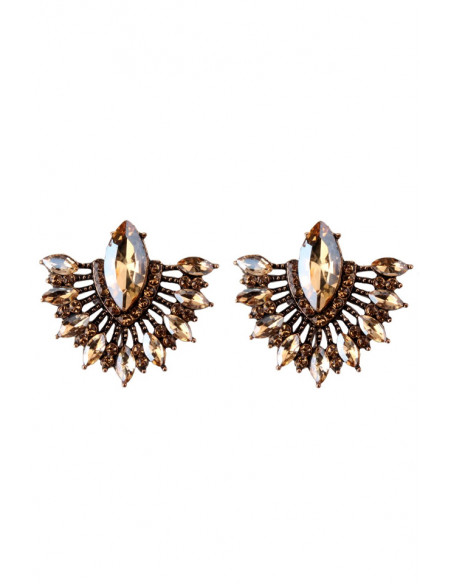 Cercei luxury delicati, evantaie decorate cu cristale cat-eye fatetate