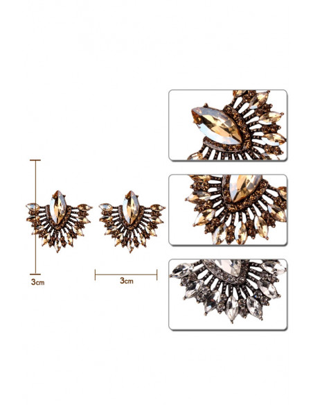 Cercei luxury delicati, evantaie decorate cu cristale cat-eye fatetate