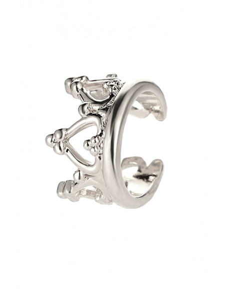 Cercel ear cuff, coronita lata, cu inimioare