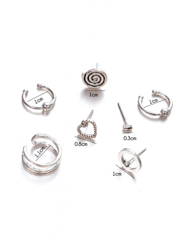 Set cercei si ear cuff cu spirala, inimioara si verigute