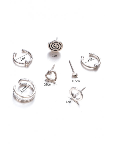 Set cercei si ear cuff cu spirala, inimioara si verigute
