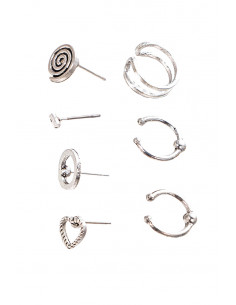 Set cercei si ear cuff cu spirala, inimioara si verigute 2