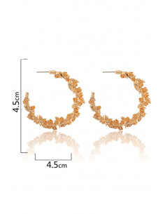 Cercei statement metalici, coronite cu flori mici de trandafir 2