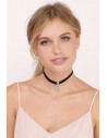 Colier choker din catifea neagra, cu medalion Pentagrama