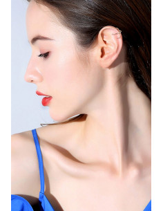 Cercel ear cuff, model dublu cu inele intersectate