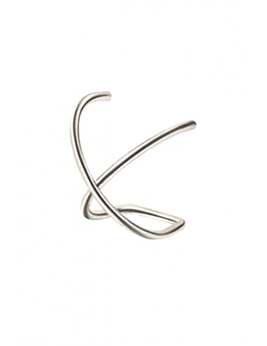 Cercel ear cuff, model dublu cu inele intersectate