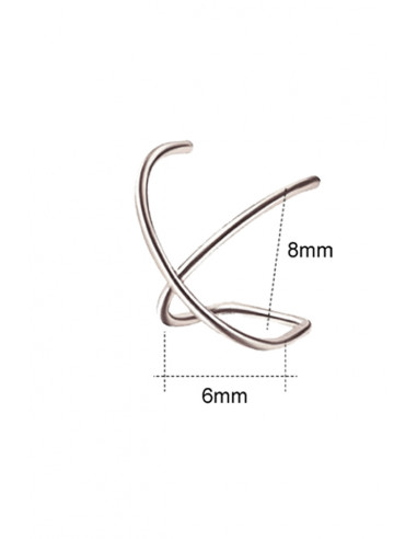 Cercel ear cuff, model dublu cu inele intersectate