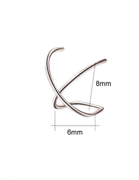 Cercel ear cuff, model dublu cu inele intersectate