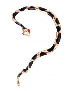 Cercel ear cuff, model sarpe auriu cu pete negre si ochi rosii
