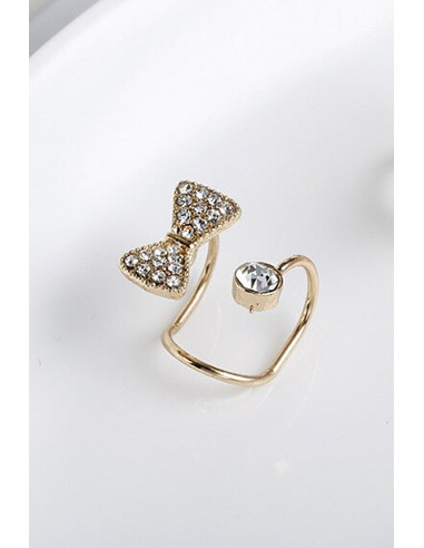 Cercel ear cuff, model dublu cu fundita cu cristale