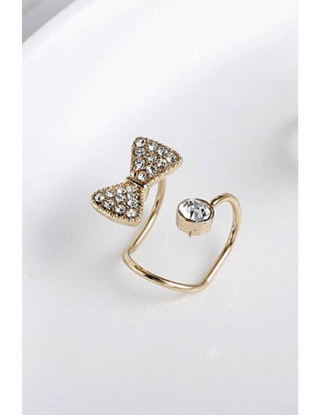 Cercel ear cuff, model dublu cu fundita cu cristale