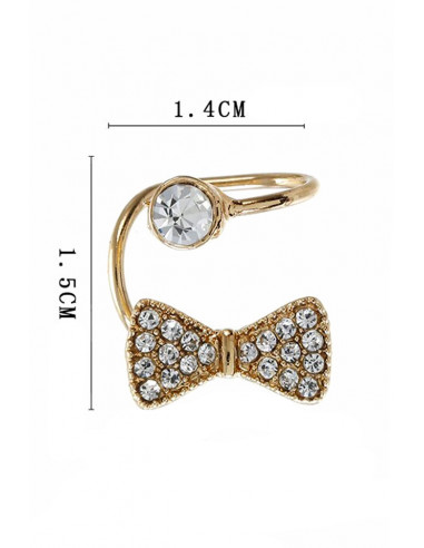 Cercel ear cuff, model dublu cu fundita cu cristale
