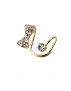 Cercel ear cuff, model dublu cu fundita cu cristale 2