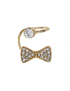 Cercel ear cuff, model dublu cu fundita cu cristale