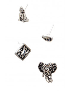 Set 4 cercei de inspiratie etnica, elefant, romb, Buddha si picatura 2