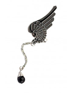 Cercel tip ear cuff, model Hawk Wing cu margica neagra