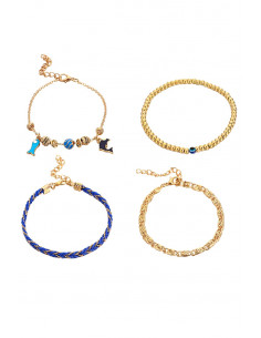 Set 4 bratari elegante pentru glezna, pestisori, margelute, snururi impletite 2