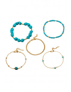 Set 5 bratari elegante pentru glezna, Nazar, margele, pietricele si lantisoare 2